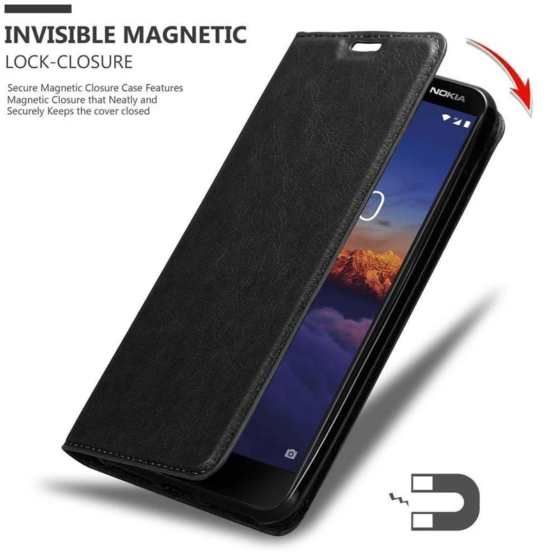 Cadorabo Hülle kompatibel mit Nokia 3,1 Schutzhülle mit Magnetverschluss, Standfunktion und Kartenfach