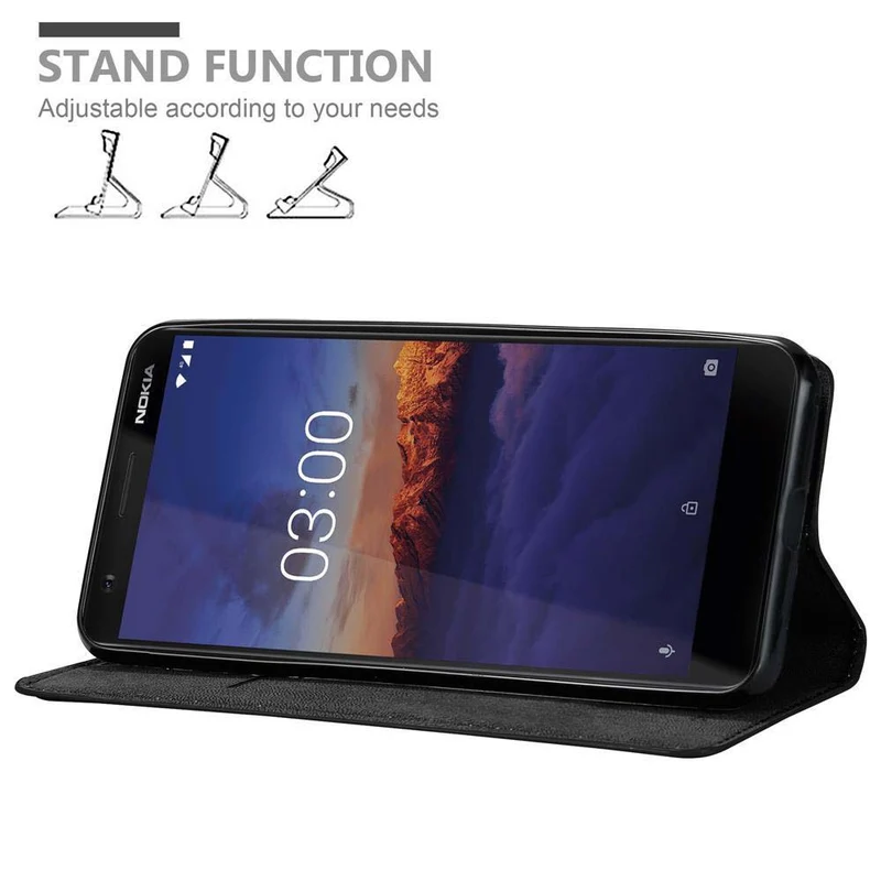 Cadorabo Hülle kompatibel mit Nokia 3,1 Schutzhülle mit Magnetverschluss, Standfunktion und Kartenfach