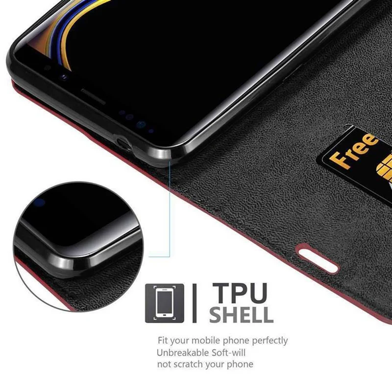Cadorabo Hülle kompatibel mit Samsung Galaxy NOTE 9 Schutzhülle mit Magnetverschluss, Standfunktion und Kartenfach
