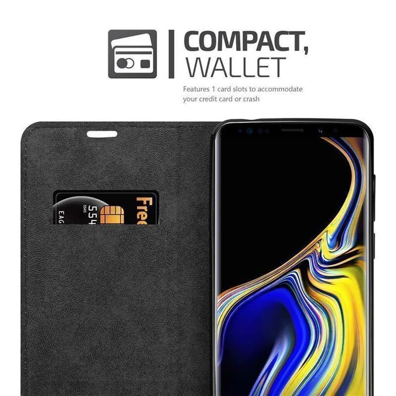 Cadorabo Hülle kompatibel mit Samsung Galaxy NOTE 9 Schutzhülle mit Magnetverschluss, Standfunktion und Kartenfach