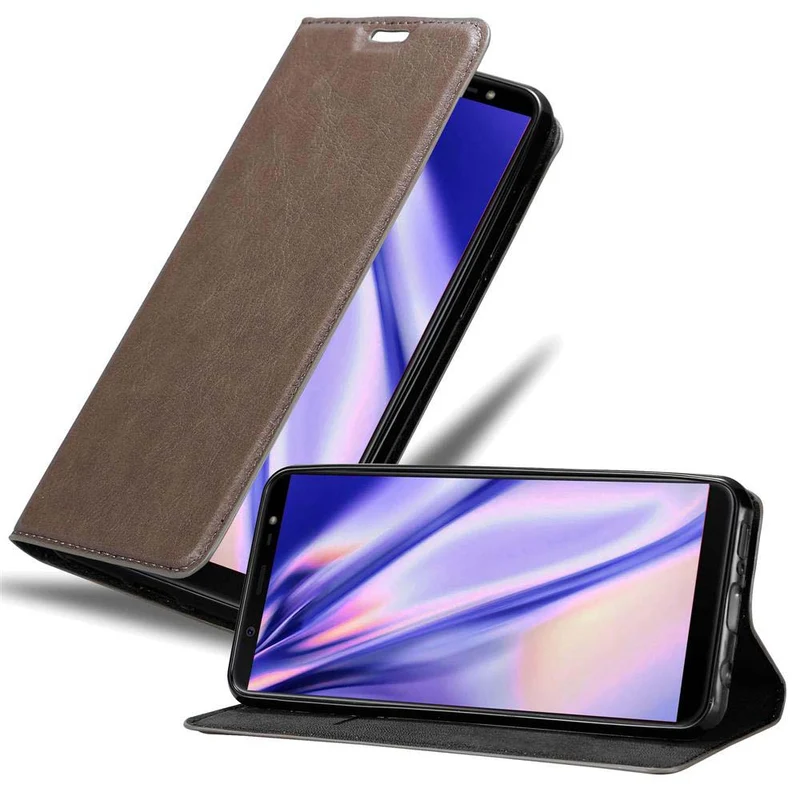 Cadorabo Hülle kompatibel mit Samsung Galaxy J8 2018 Schutzhülle mit Magnetverschluss, Standfunktion und Kartenfach