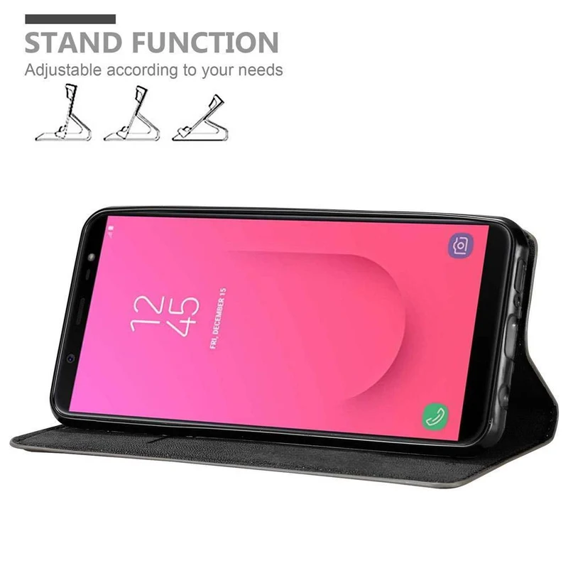Cadorabo Hülle kompatibel mit Samsung Galaxy J8 2018 Schutzhülle mit Magnetverschluss, Standfunktion und Kartenfach