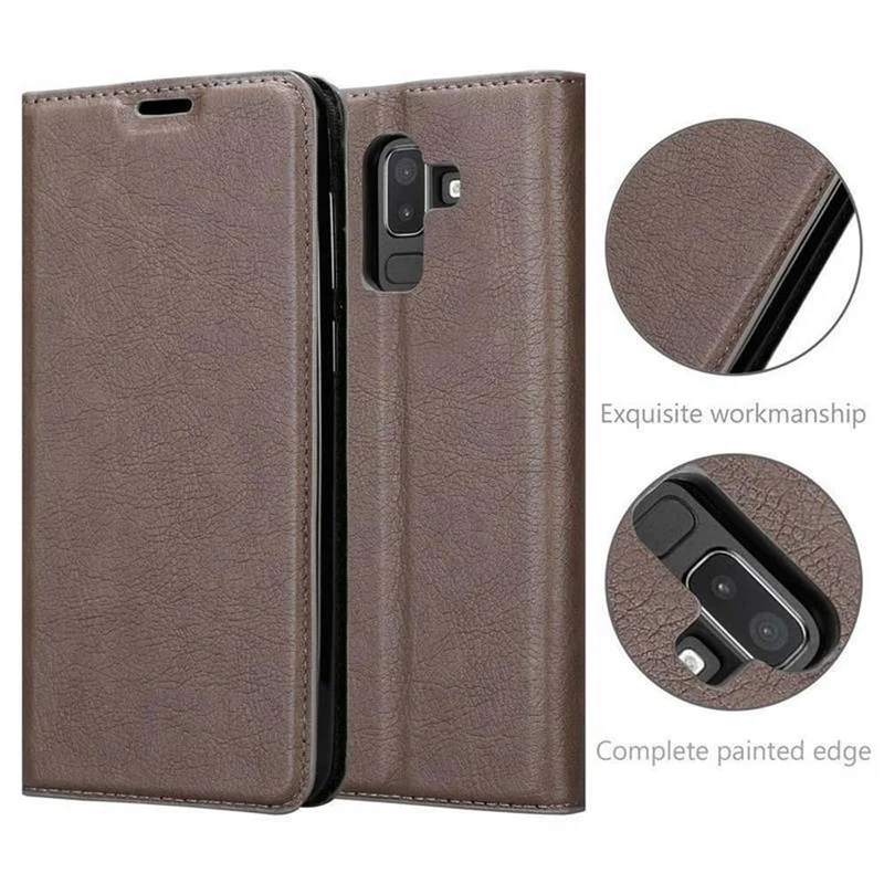 Cadorabo Hülle kompatibel mit Samsung Galaxy J8 2018 Schutzhülle mit Magnetverschluss, Standfunktion und Kartenfach