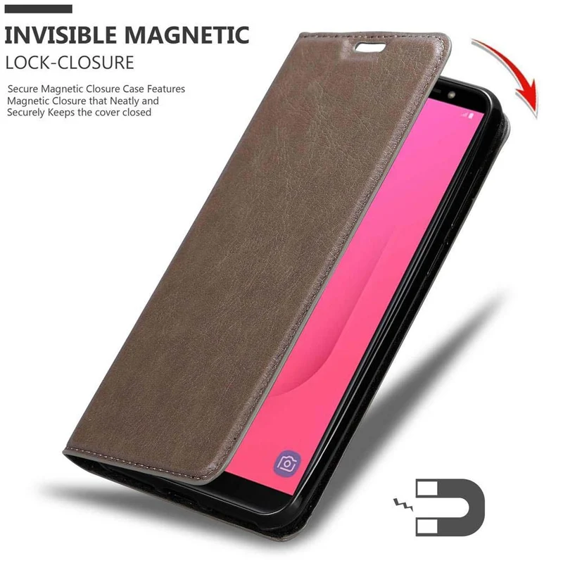 Cadorabo Hülle kompatibel mit Samsung Galaxy J8 2018 Schutzhülle mit Magnetverschluss, Standfunktion und Kartenfach