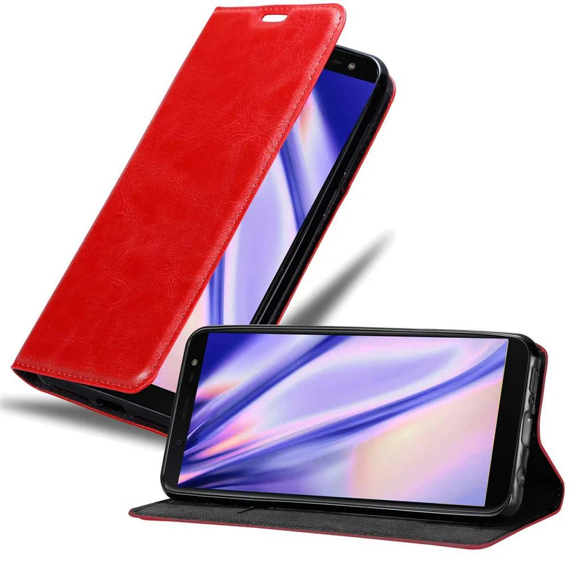 Cadorabo Hülle kompatibel mit Samsung Galaxy J6 2018 Schutzhülle mit Magnetverschluss, Standfunktion und Kartenfach