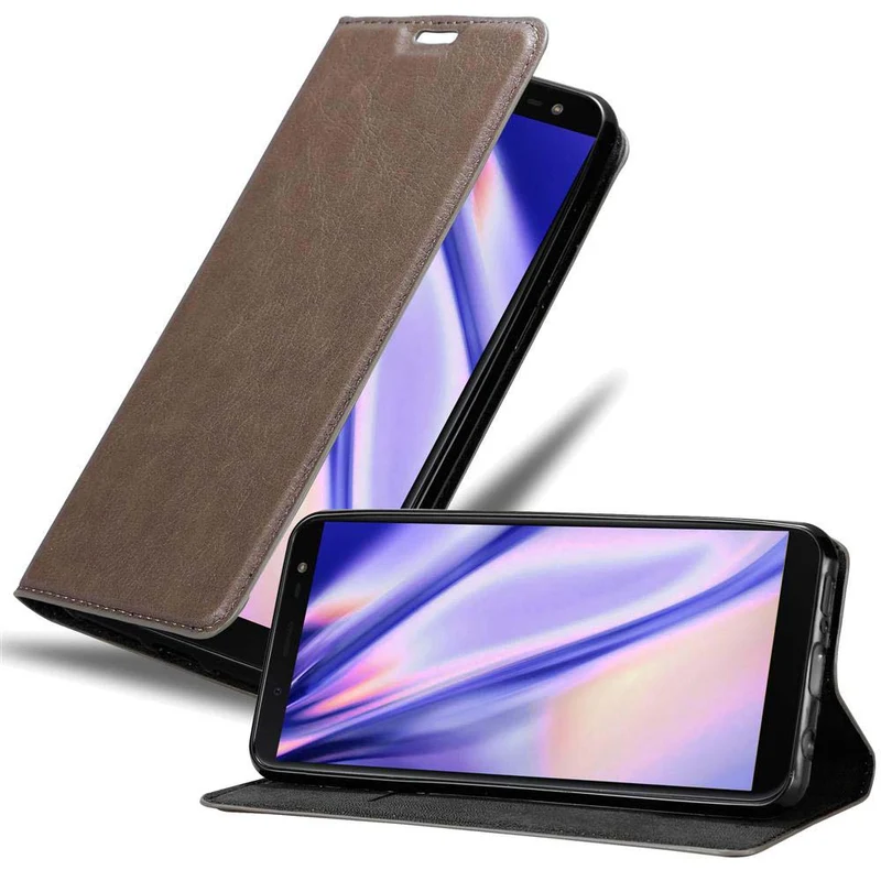 Cadorabo Hülle kompatibel mit Samsung Galaxy J6 2018 Schutzhülle mit Magnetverschluss, Standfunktion und Kartenfach