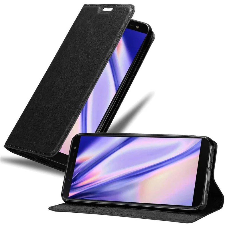 Cadorabo Hülle kompatibel mit Samsung Galaxy J6 2018 Schutzhülle mit Magnetverschluss, Standfunktion und Kartenfach