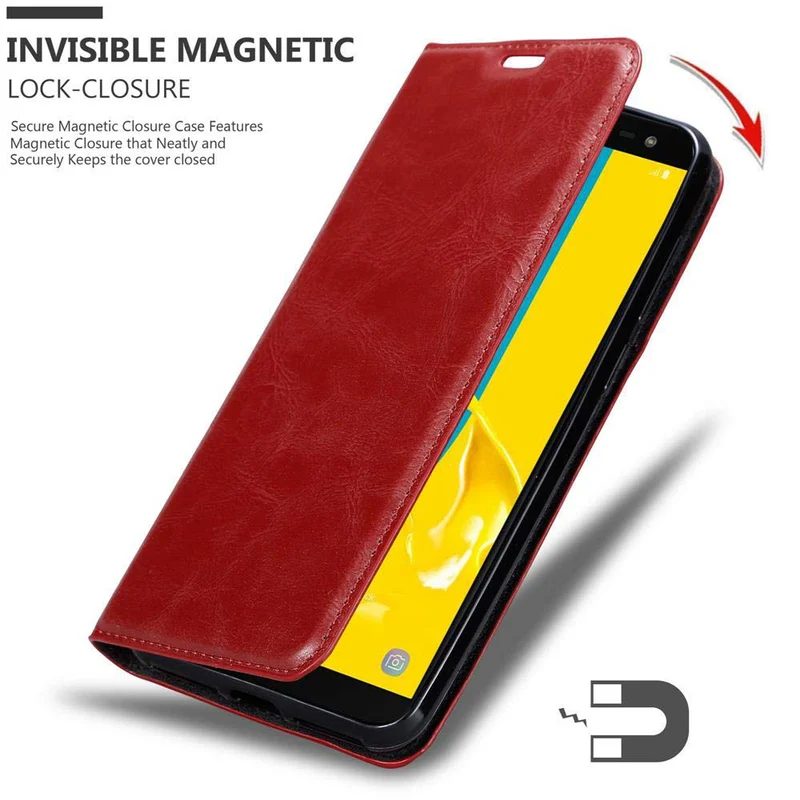 Cadorabo Hülle kompatibel mit Samsung Galaxy J6 2018 Schutzhülle mit Magnetverschluss, Standfunktion und Kartenfach