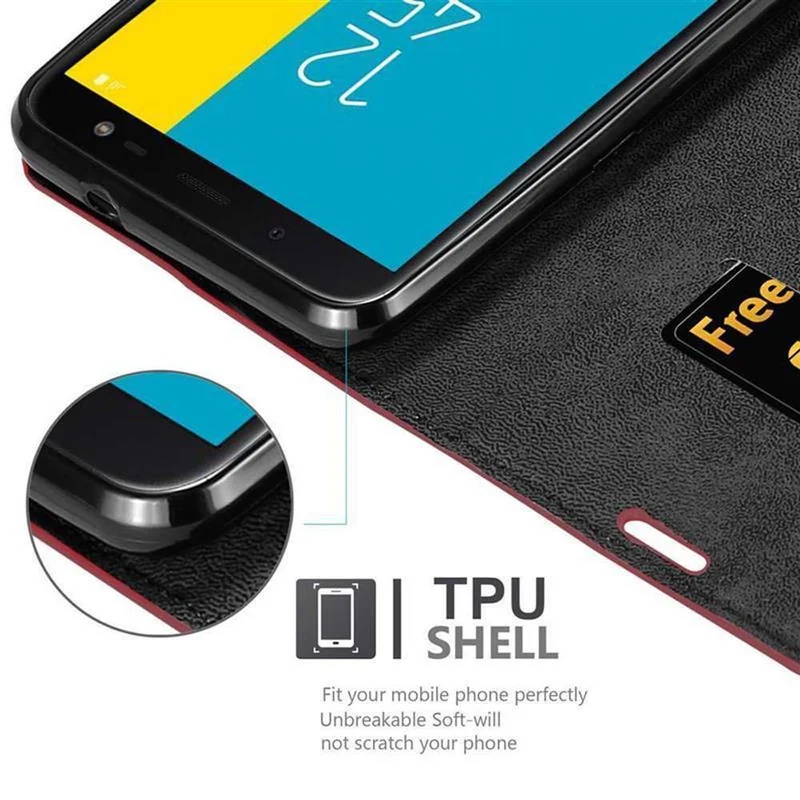 Cadorabo Hülle kompatibel mit Samsung Galaxy J6 2018 Schutzhülle mit Magnetverschluss, Standfunktion und Kartenfach