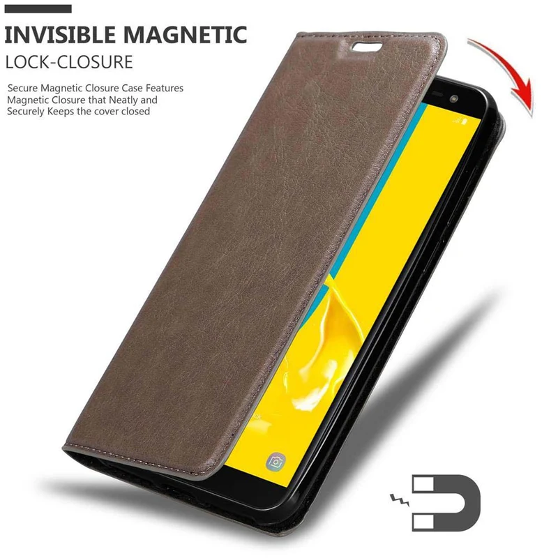 Cadorabo Hülle kompatibel mit Samsung Galaxy J6 2018 Schutzhülle mit Magnetverschluss, Standfunktion und Kartenfach