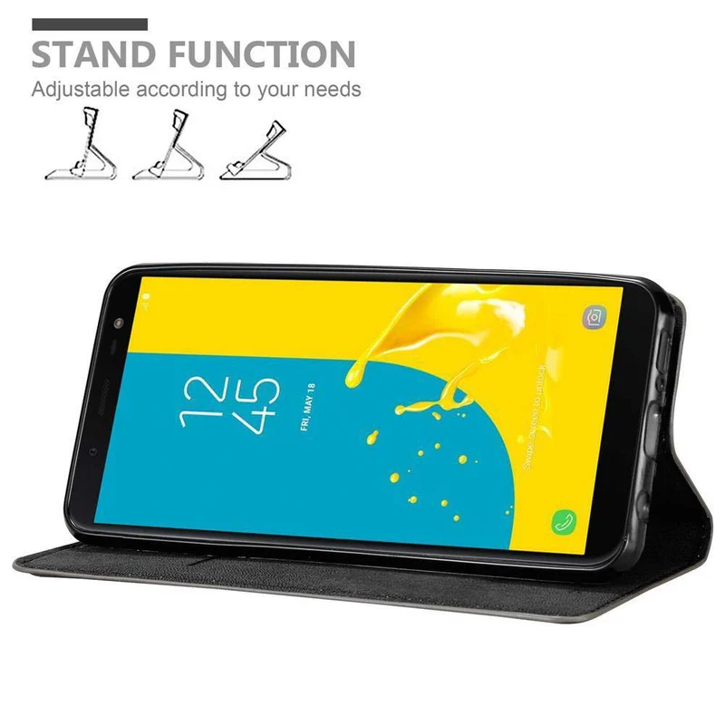 Cadorabo Hülle kompatibel mit Samsung Galaxy J6 2018 Schutzhülle mit Magnetverschluss, Standfunktion und Kartenfach