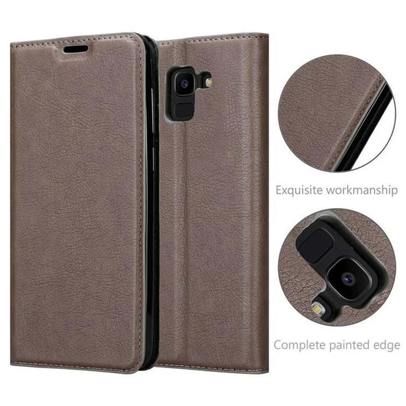 Cadorabo Hülle kompatibel mit Samsung Galaxy J6 2018 Schutzhülle mit Magnetverschluss, Standfunktion und Kartenfach