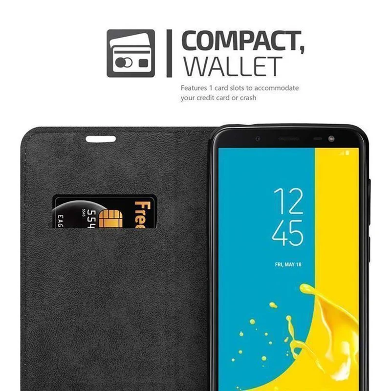Cadorabo Hülle kompatibel mit Samsung Galaxy J6 2018 Schutzhülle mit Magnetverschluss, Standfunktion und Kartenfach