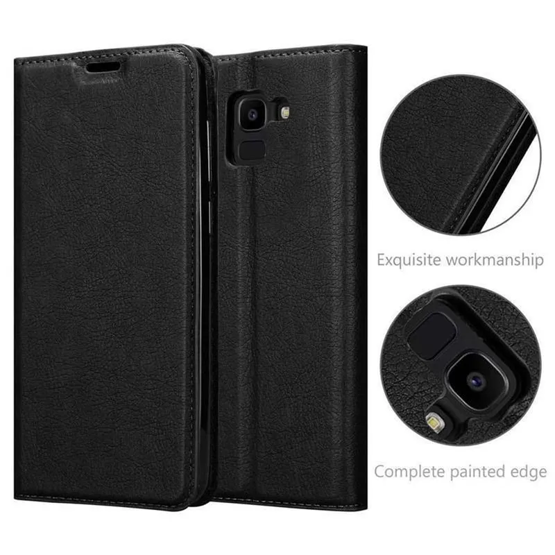 Cadorabo Hülle kompatibel mit Samsung Galaxy J6 2018 Schutzhülle mit Magnetverschluss, Standfunktion und Kartenfach