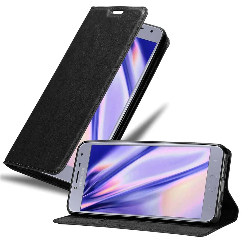 Cadorabo Hülle kompatibel mit Samsung Galaxy J4 2018 Schutzhülle mit Magnetverschluss, Standfunktion und Kartenfach