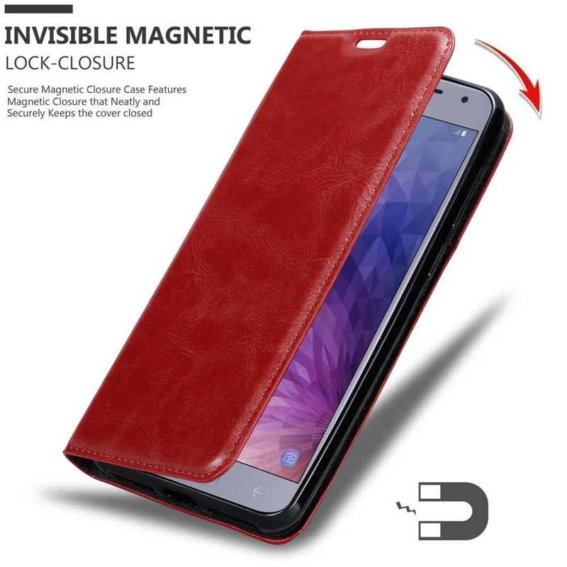 Cadorabo Hülle kompatibel mit Samsung Galaxy J4 2018 Schutzhülle mit Magnetverschluss, Standfunktion und Kartenfach