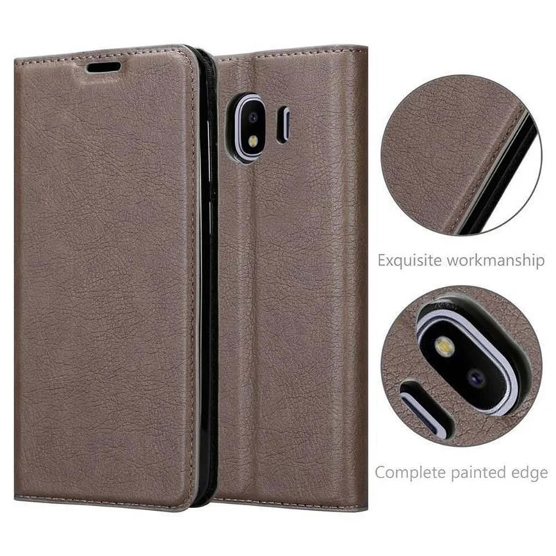 Cadorabo Hülle kompatibel mit Samsung Galaxy J4 2018 Schutzhülle mit Magnetverschluss, Standfunktion und Kartenfach