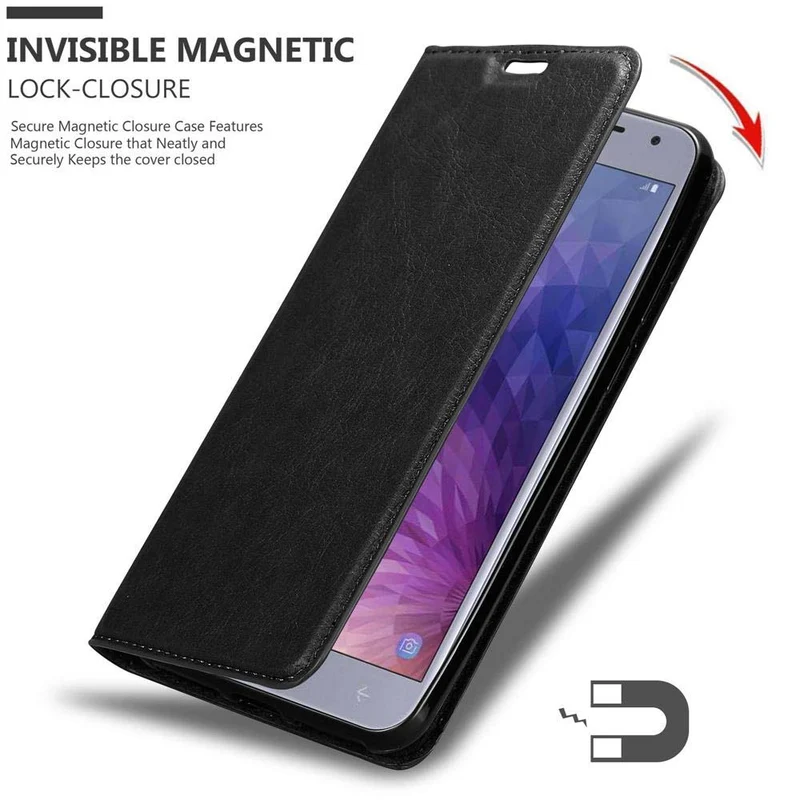 Cadorabo Hülle kompatibel mit Samsung Galaxy J4 2018 Schutzhülle mit Magnetverschluss, Standfunktion und Kartenfach
