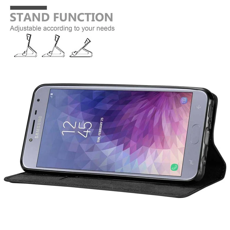 Cadorabo Hülle kompatibel mit Samsung Galaxy J4 2018 Schutzhülle mit Magnetverschluss, Standfunktion und Kartenfach