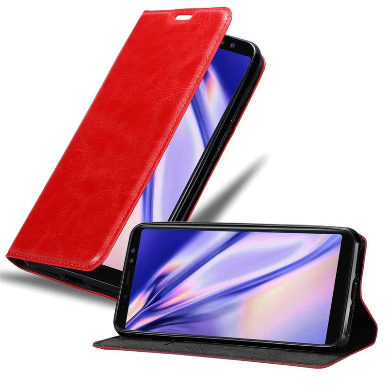 Cadorabo Hülle kompatibel mit Samsung Galaxy A8 2018 Schutzhülle mit Magnetverschluss, Standfunktion und Kartenfach