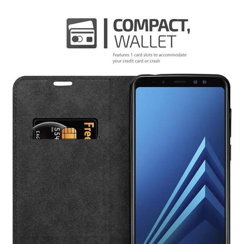 Cadorabo Hülle kompatibel mit Samsung Galaxy A8 2018 Schutzhülle mit Magnetverschluss, Standfunktion und Kartenfach