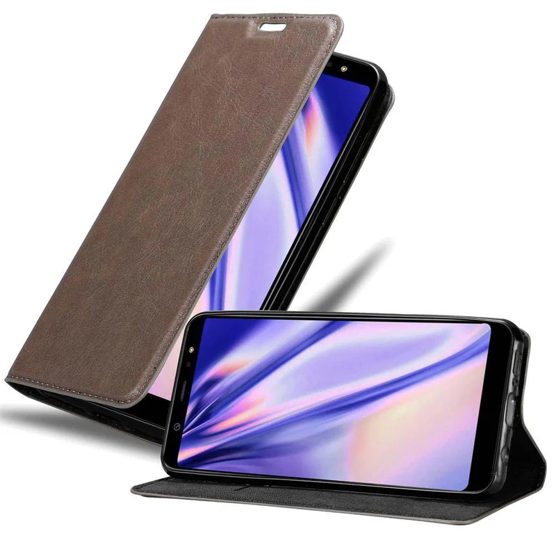 Cadorabo Hülle kompatibel mit Samsung Galaxy A6 PLUS 2018 Schutzhülle mit Magnetverschluss, Standfunktion und Kartenfach