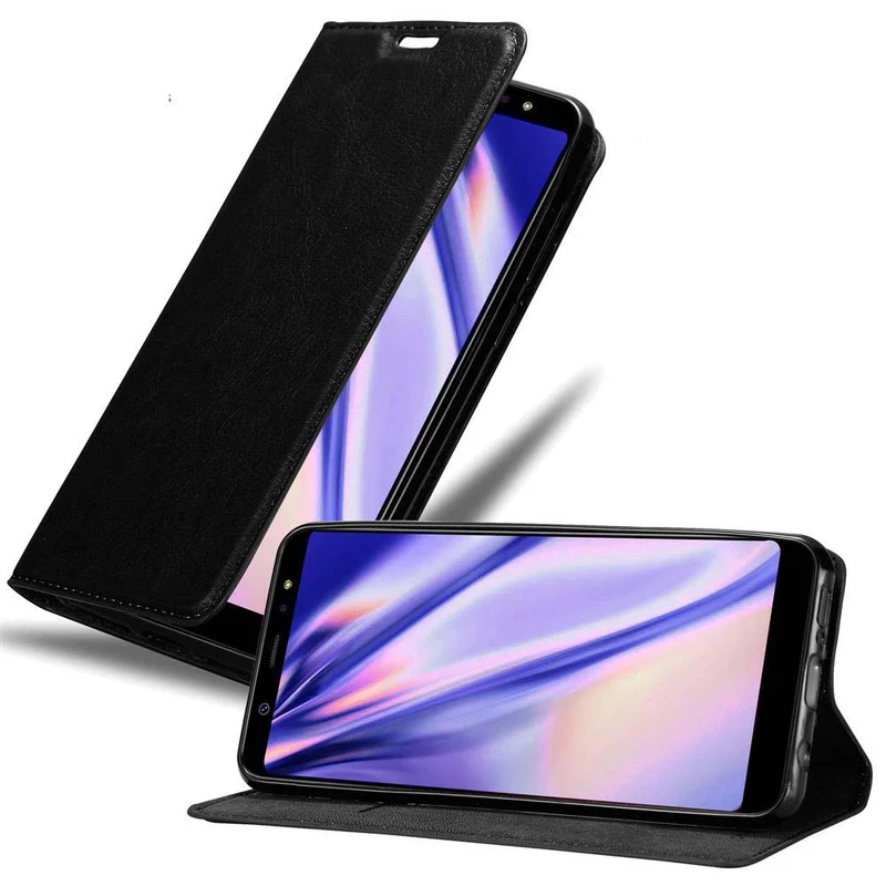 Cadorabo Hülle kompatibel mit Samsung Galaxy A6 PLUS 2018 Schutzhülle mit Magnetverschluss, Standfunktion und Kartenfach