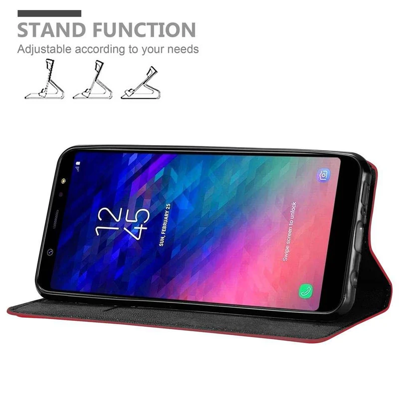 Cadorabo Hülle kompatibel mit Samsung Galaxy A6 PLUS 2018 Schutzhülle mit Magnetverschluss, Standfunktion und Kartenfach