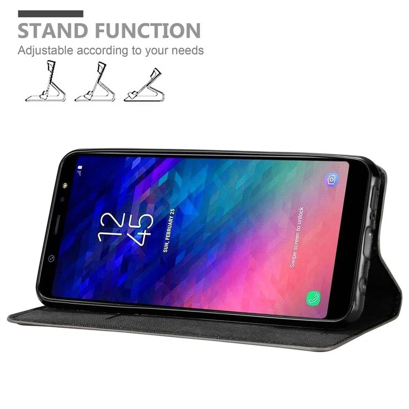 Cadorabo Hülle kompatibel mit Samsung Galaxy A6 PLUS 2018 Schutzhülle mit Magnetverschluss, Standfunktion und Kartenfach