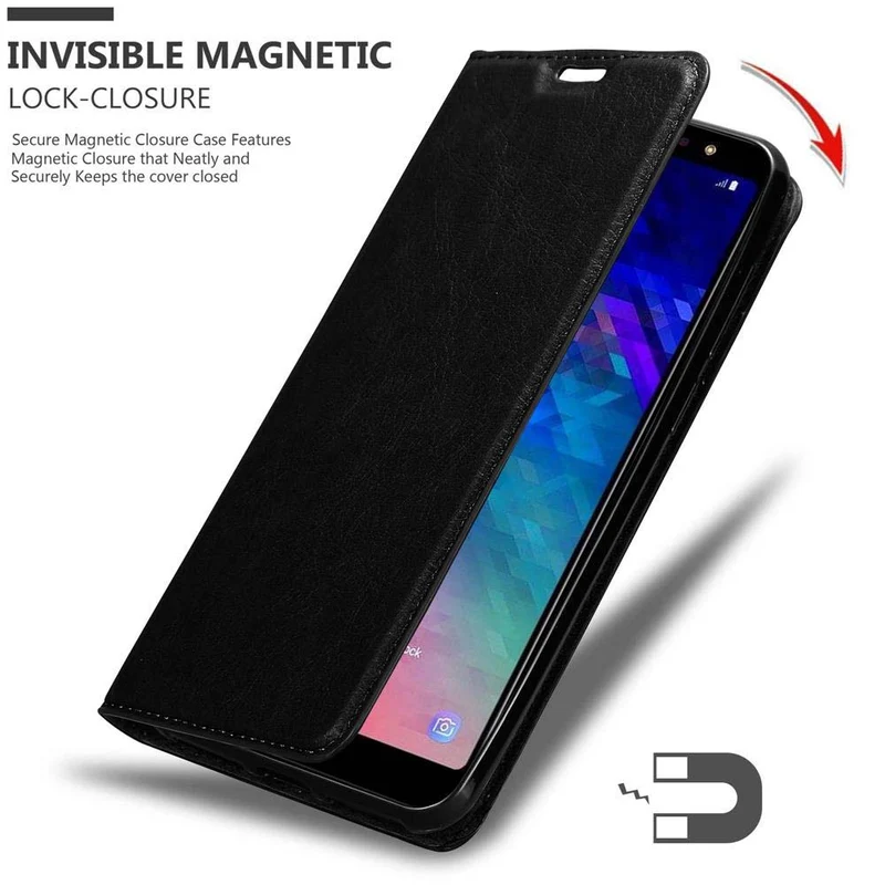 Cadorabo Hülle kompatibel mit Samsung Galaxy A6 PLUS 2018 Schutzhülle mit Magnetverschluss, Standfunktion und Kartenfach