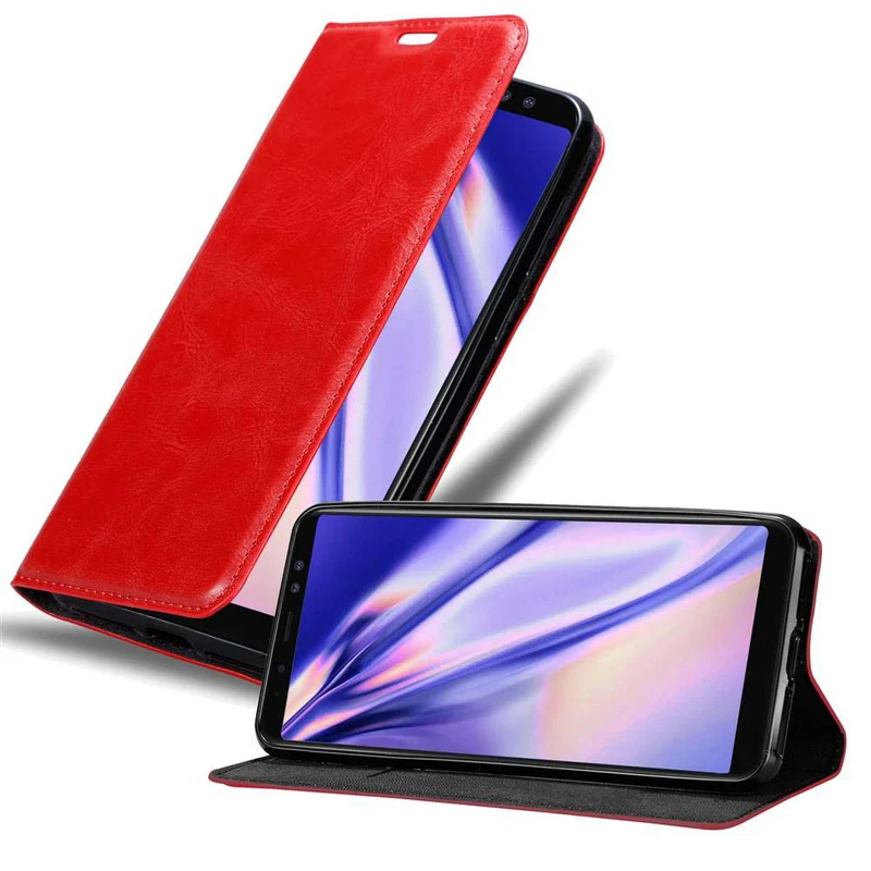 Cadorabo Hülle kompatibel mit Samsung Galaxy A6 2018 Schutzhülle mit Magnetverschluss, Standfunktion und Kartenfach