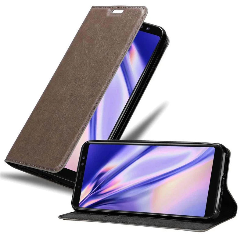 Cadorabo Hülle kompatibel mit Samsung Galaxy A6 2018 Schutzhülle mit Magnetverschluss, Standfunktion und Kartenfach