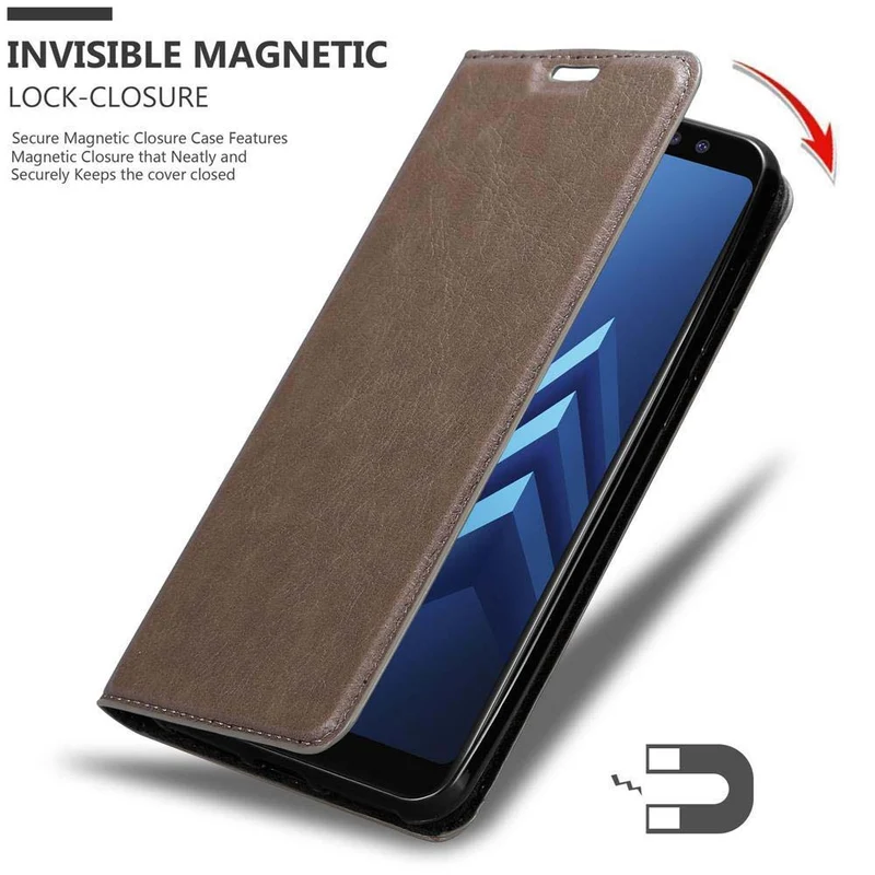 Cadorabo Hülle kompatibel mit Samsung Galaxy A6 2018 Schutzhülle mit Magnetverschluss, Standfunktion und Kartenfach