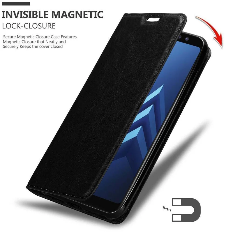 Cadorabo Hülle kompatibel mit Samsung Galaxy A6 2018 Schutzhülle mit Magnetverschluss, Standfunktion und Kartenfach