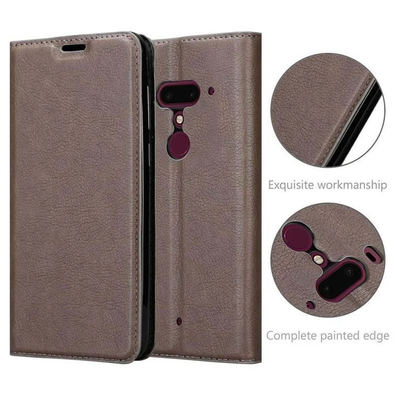 Cadorabo Hülle kompatibel mit HTC U12 PLUS Schutzhülle mit Magnetverschluss, Standfunktion und Kartenfach