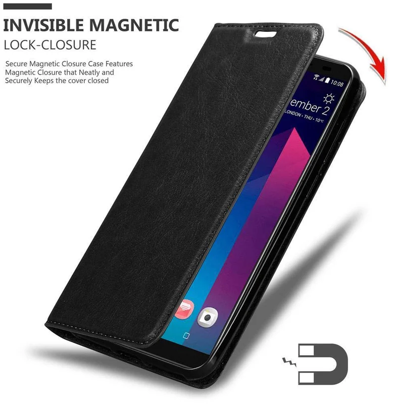 Cadorabo Hülle kompatibel mit HTC U12 PLUS Schutzhülle mit Magnetverschluss, Standfunktion und Kartenfach