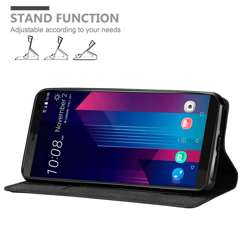 Cadorabo Hülle kompatibel mit HTC U12 PLUS Schutzhülle mit Magnetverschluss, Standfunktion und Kartenfach