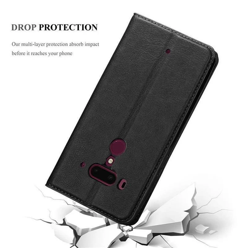 Cadorabo Hülle kompatibel mit HTC U12 PLUS Schutzhülle mit Magnetverschluss, Standfunktion und Kartenfach