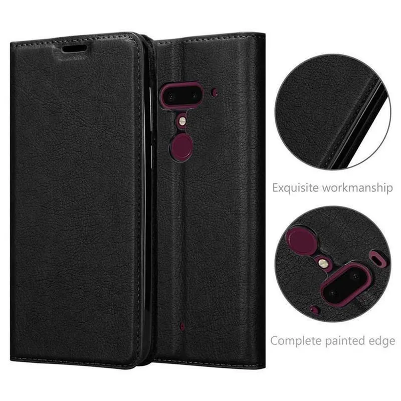 Cadorabo Hülle kompatibel mit HTC U12 PLUS Schutzhülle mit Magnetverschluss, Standfunktion und Kartenfach