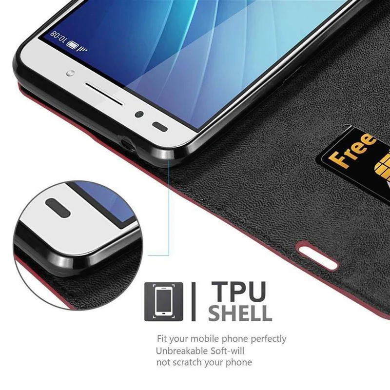 Cadorabo Hülle kompatibel mit Honor 7 Schutzhülle mit Magnetverschluss, Standfunktion und Kartenfach