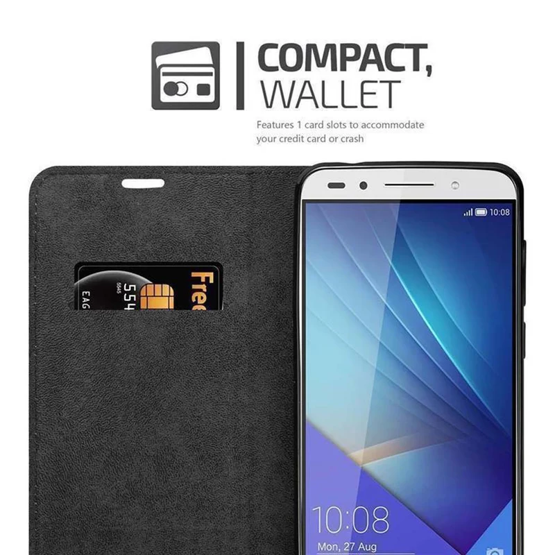 Cadorabo Hülle kompatibel mit Honor 7 Schutzhülle mit Magnetverschluss, Standfunktion und Kartenfach