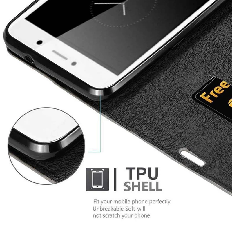 Cadorabo Hülle kompatibel mit Huawei Enjoy 7 PLUS Schutzhülle mit Magnetverschluss, Standfunktion und Kartenfach
