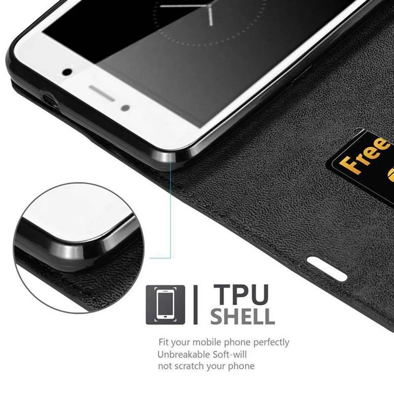 Cadorabo Hülle kompatibel mit Huawei Enjoy 7 PLUS Schutzhülle mit Magnetverschluss, Standfunktion und Kartenfach