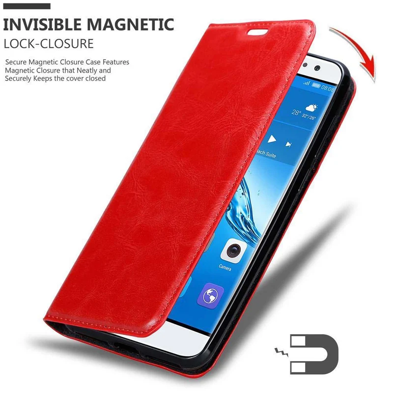 Cadorabo Hülle kompatibel mit Huawei NOVA PLUS Schutzhülle mit Magnetverschluss, Standfunktion und Kartenfach