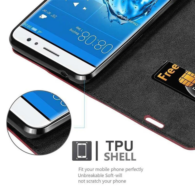 Cadorabo Hülle kompatibel mit Huawei NOVA PLUS Schutzhülle mit Magnetverschluss, Standfunktion und Kartenfach