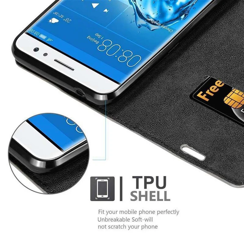 Cadorabo Hülle kompatibel mit Huawei NOVA PLUS Schutzhülle mit Magnetverschluss, Standfunktion und Kartenfach