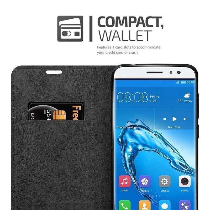 Cadorabo Hülle kompatibel mit Huawei NOVA PLUS Schutzhülle mit Magnetverschluss, Standfunktion und Kartenfach