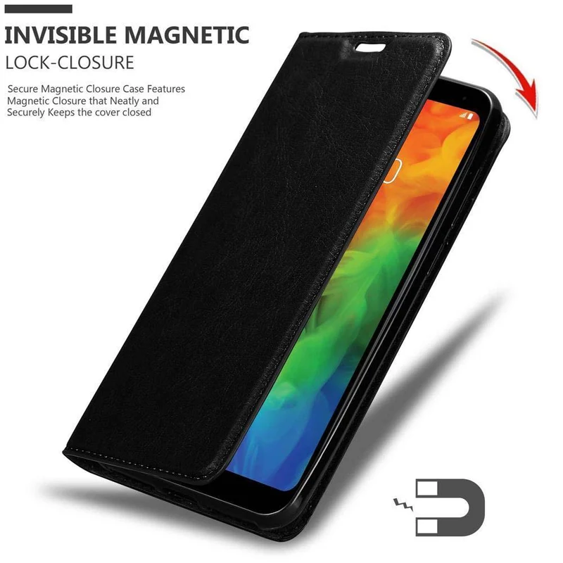 Cadorabo Hülle kompatibel mit LG Q7 / Q7a / Q7+ Schutzhülle mit Magnetverschluss, Standfunktion und Kartenfach