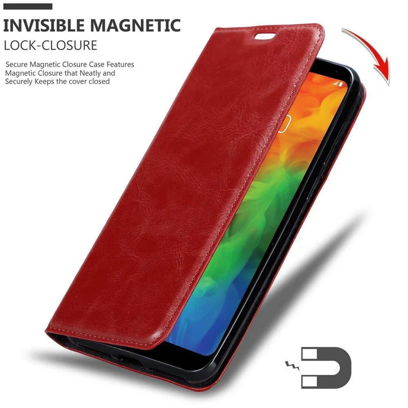 Cadorabo Hülle kompatibel mit LG Q7 / Q7a / Q7+ Schutzhülle mit Magnetverschluss, Standfunktion und Kartenfach