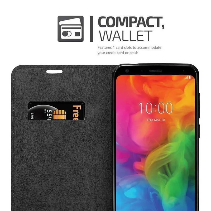 Cadorabo Hülle kompatibel mit LG Q7 / Q7a / Q7+ Schutzhülle mit Magnetverschluss, Standfunktion und Kartenfach